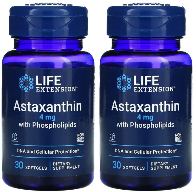 라이프익스텐션 아스타잔틴 인지질 포스포리피드 4mg 30정 Astaxanthin 2통 - 쿠팡