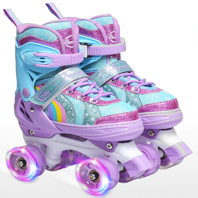 복나이트 롤러장 롤러스케이트 조절가능인라인 두 줄롤러브레이드 인라인스케이트 정교하고 아름다운 포장, 자주색, 1개