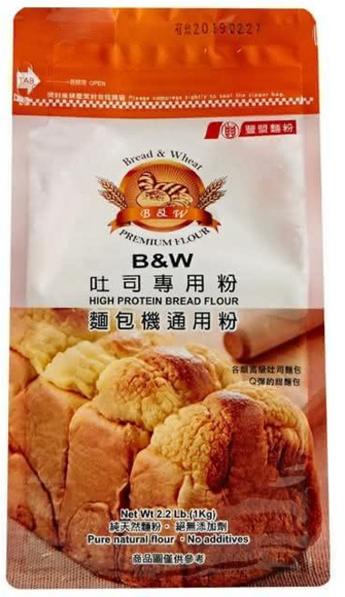 豐盟麵粉 B&W 無添加物 吐司專用粉 高筋麵粉, 1kg, 12個