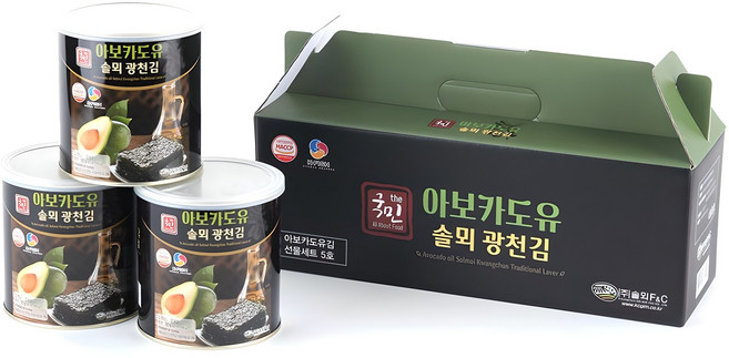 더국민 아보카도유 솔뫼 광천김 캔 3p 선물세트, 1개, 90g