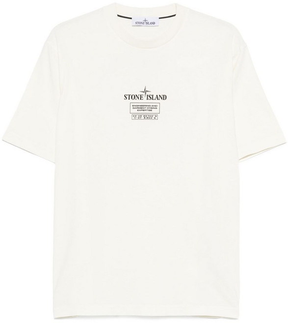 스톤 아일랜드 로고 프린트 코튼 티셔츠