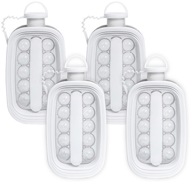 휴대용 아이스볼 메이커 14구 얼음 트레이 보틀 물병, 4개