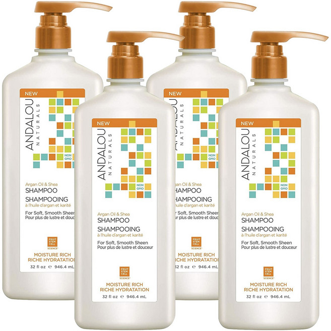 안달로우내추럴스 아르간 오일 & 시어 모이스처 리치 히드라타시온 샴푸, 4개, 946.4ml