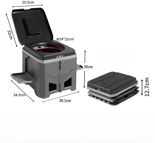 베베어스 변기+응고제+봉투+파우치 캠핑용 휴대용 캠핑 변기 노지 차박 야외 이동식 간이 접이식 화장실, 다크그레이+응고제12P+변기봉투+보관파우치