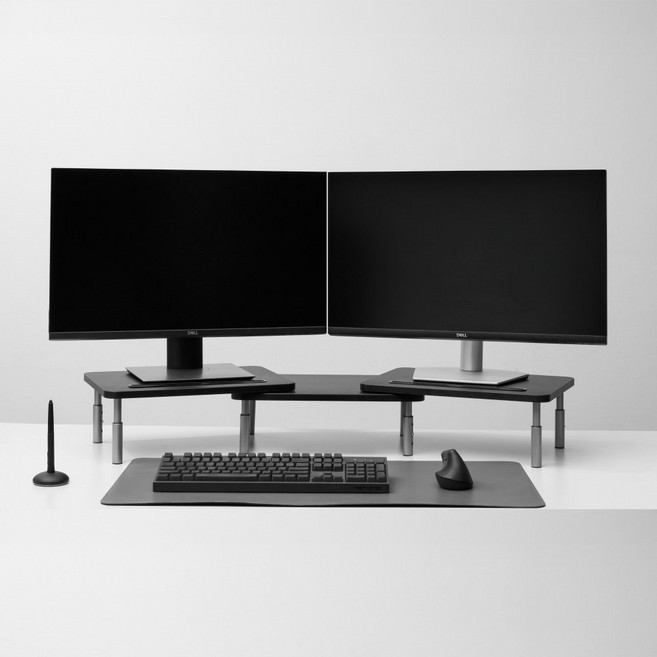 퍼플래빗 듀얼 모니터 받침대 각도 높이조절 3단, 블랙