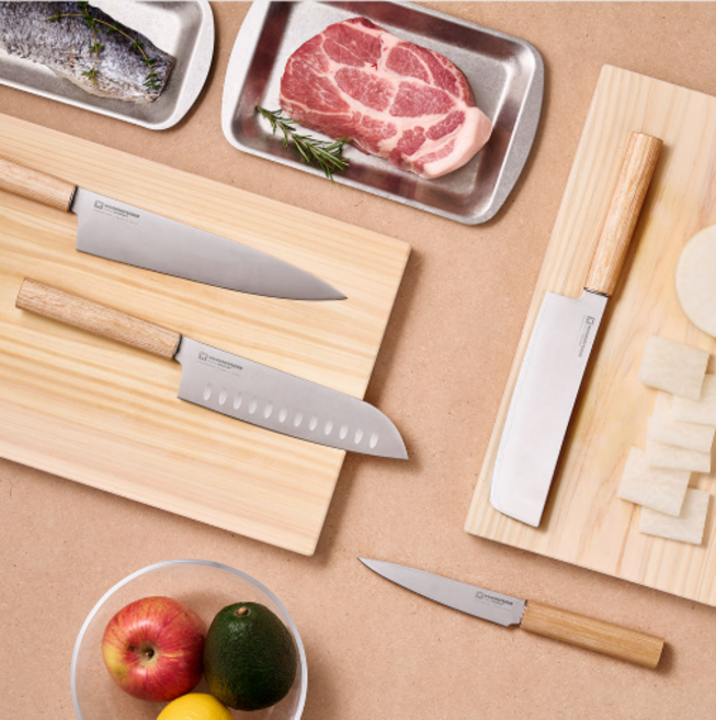 바겐슈타이거 디오리엔탈 주방칼 시리즈 / 일본식 나이프 원목핸들 / 옵션 : 쉐프 산토쿠 나키리 과도, 1개, 스틸+원목핸들