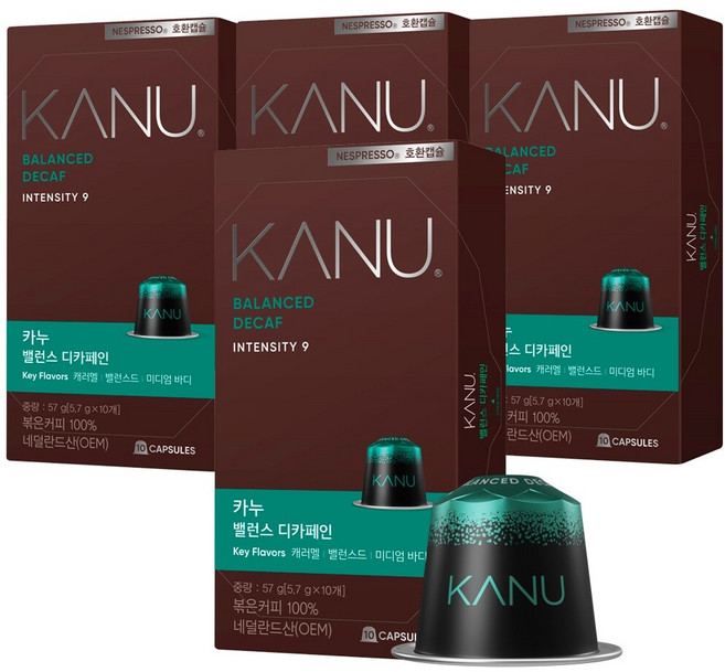 맥심 카누 캡슐커피 밸런스 디카페인 10개입 x 4개[네스프레소호환], 57g, 4개