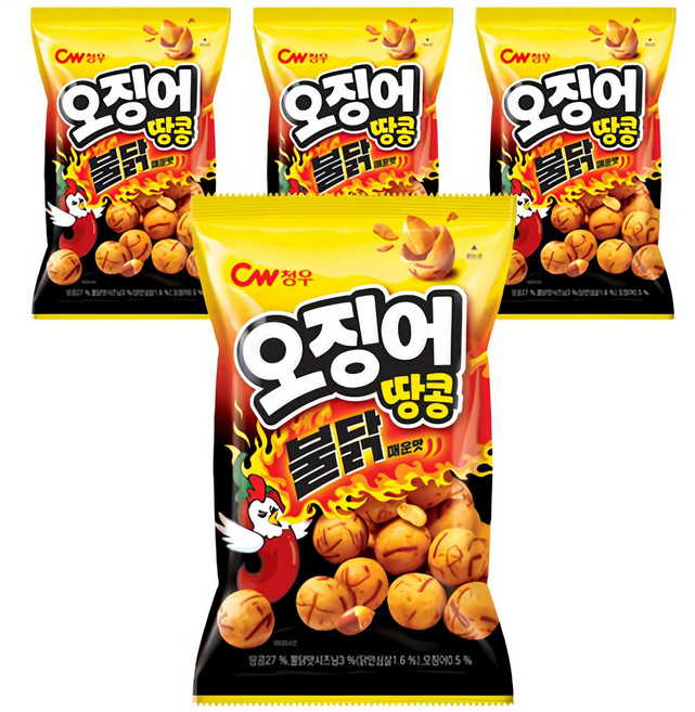 청우식품 오징어땅콩 불닭매운맛, 90g, 4개