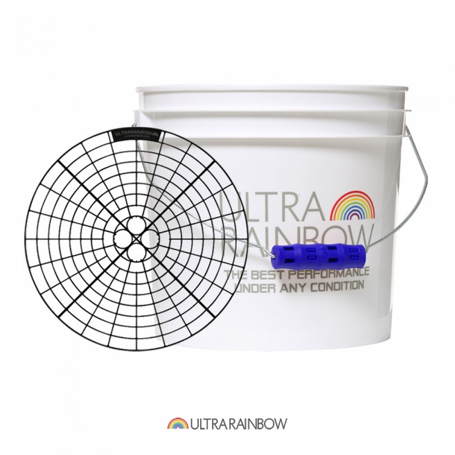 울트라레인보우 350 세차버킷 + 에어그립 + 필터, 15L, 화이트 + 블루 + 블랙