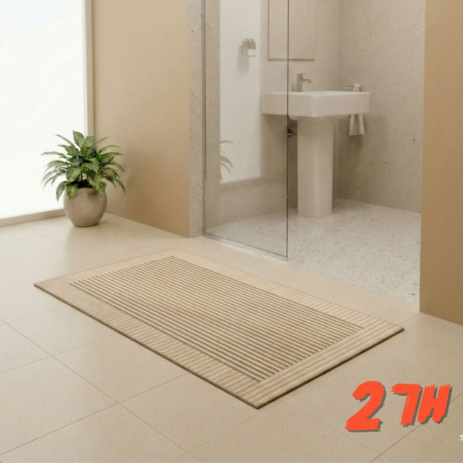 다주마 규조토 욕실 미끄럼방지 건식 화장실 주방 발매트, 2개, 브라운