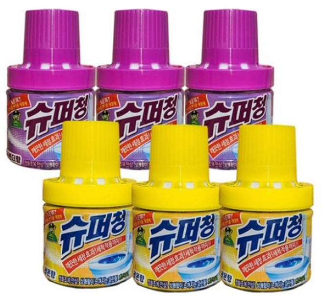 산도깨비 슈퍼청 화장실 변기세정제 병타입 라벤더향 3개 레몬향 3개, 6개, 180g