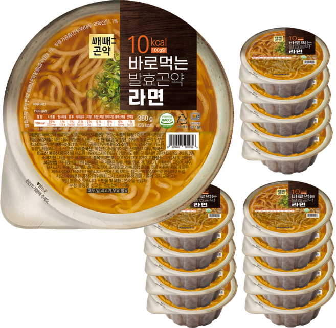 빼빼곤약 저칼로리 바로먹는 발효곤약 라면 52kcal 350g, 16개