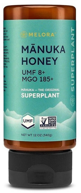 Melora 뉴질랜드 생 마누카 꿀 | UMF 8+ | MGO 185+ | 249.5g(8.8온스) 병 | 피부 관리에 안전 | 식용 및 건강한 설탕 대체품 | 벌집에서 손 마, UMF 226.8 - 355ml(12온스) 병, 1개