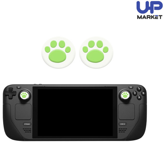 스팀덱 스틱커버 고양이 발바닥, 그린 화이트 2개입, 1개