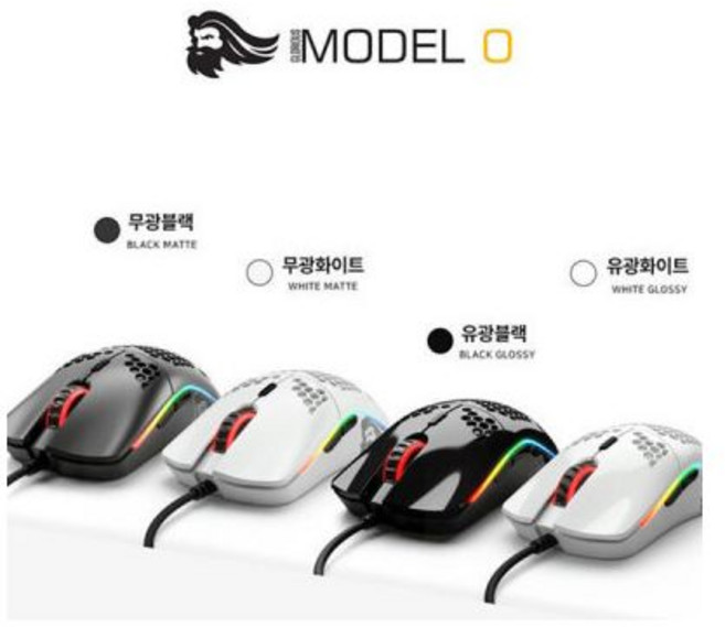 글로리어스 유선 게이밍 광마우스 MODEL O 유광화이트 USB, 유선 게이밍 광마우스 MODEL-O 무광블랙 USB