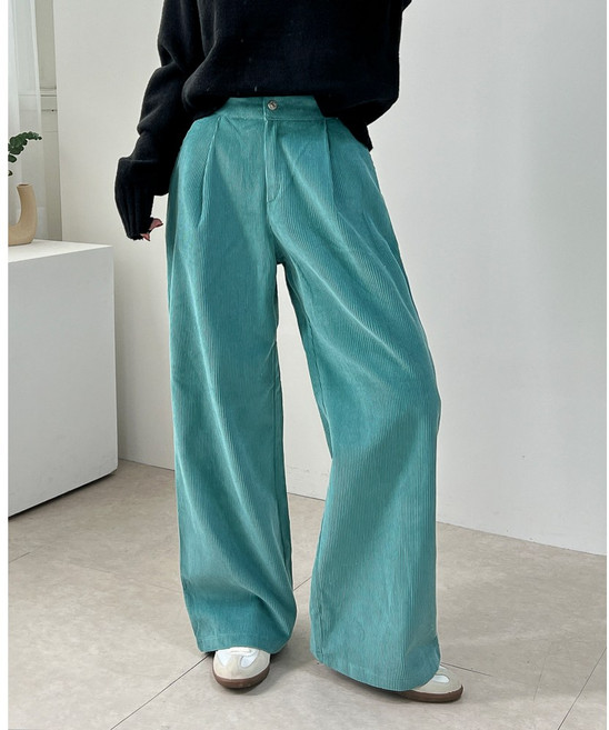 컬러 골덴 핀턱 와이드 루즈 코듀로이 팬츠 3color