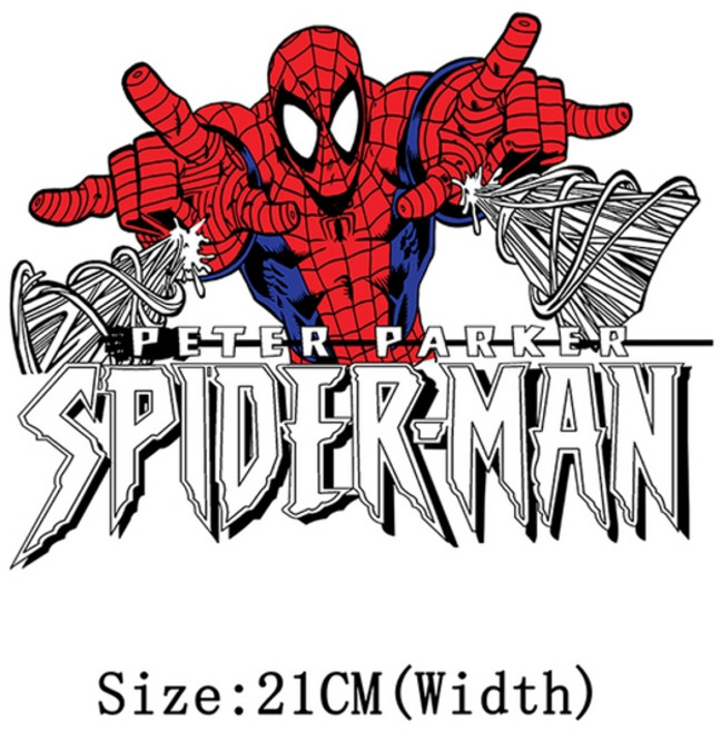 와펜 자수 패치 열접착 빈티지 캐릭터 명품와펜 마블 스파이더맨 아이언 의류 만화 열 스티커 의류 diy 열 전달 키즈 아플리케 선물