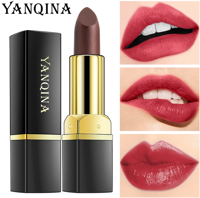 YANQINA 보습 물광 매트 논스틱컵 컵자국NO 방수 변색 립스틱 2종, 3.2g, 1개, 블랙로즈 - 쿠팡