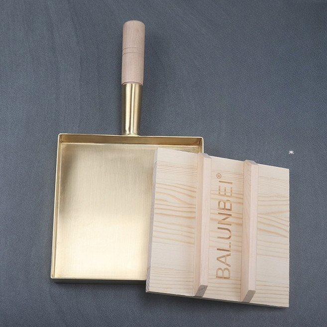 일본 구리팬 사각팬 네모 프라이팬 달걀 계란말이 정사각 18x18CM 나무 뚜껑, 1개, 18cm