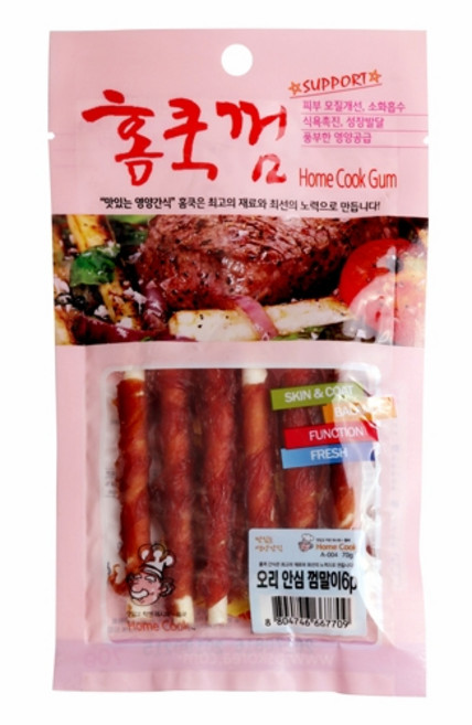 Auri-shop (피에스코리아) 홈쿡70g (오리껌말이/6p스틱x20봉 묶음), 20개