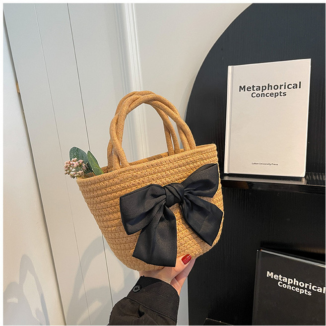 [리윤] 라탄 리본 토트백 여름가방 휴양지룩 라탄가방 2col