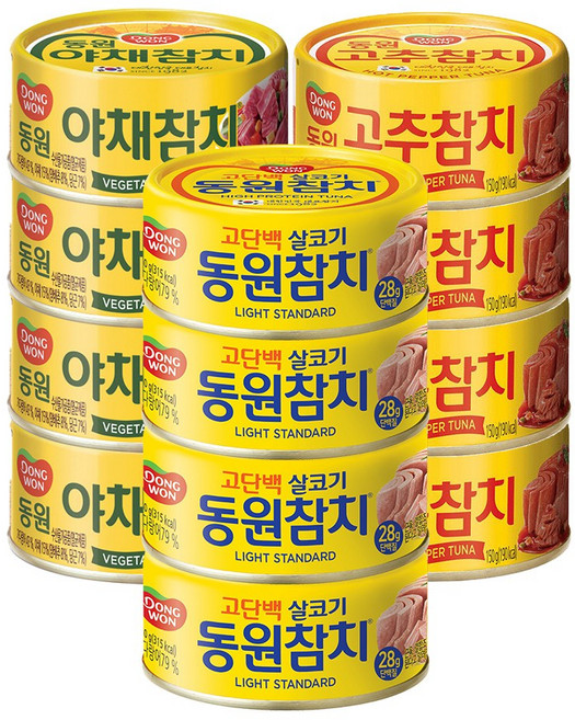 동원 라이트스탠다드 참치150g x4개+고추참치150g x4개+야채참치150g x4개 (총12캔), 150g, 1개