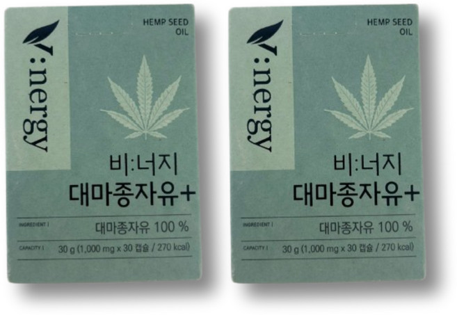 비너지 냉압착 독일산 유기농 대마종자유 플러스 오일 기름 캡슐 햄프 씨드 대마 씨 종자유, 30정, 2세트