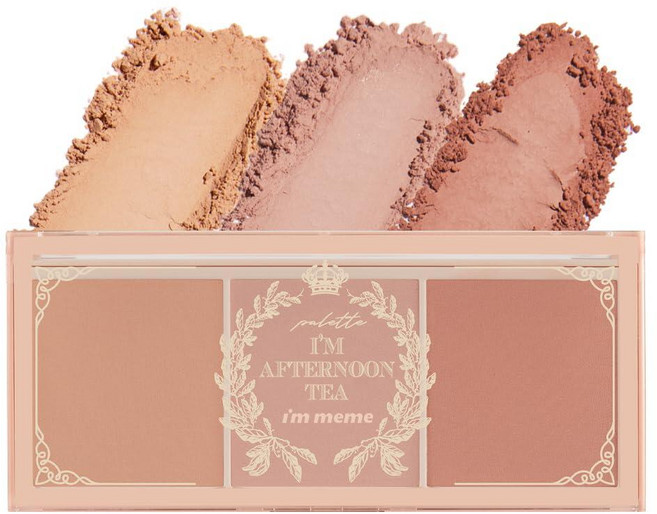 I'M MEME 블러셔 팔레트 - 애프터눈 티_밀크 티 타임 | 소프트 핑크 피치 라벤더 3가지 쉐이드 팔레트 매트 파우더 얼굴 및 뺨 모든 피부 톤용 파우더 마감, Milk Tea Time