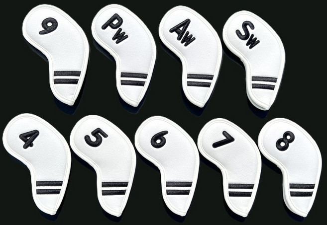가죽 아이언커버 세트 골프채 커버, 화이트, 1개