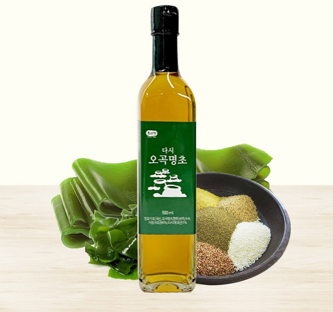 다시 오곡명초 500ml / 요리와 초밥 다시마 오곡명초 / 쌀누룩 다시마 오곡명초 / 곡물의 천연발효 / 새콤한 감칠맛 아미노산&유기산 / 초산정 한상준 식초, 1개