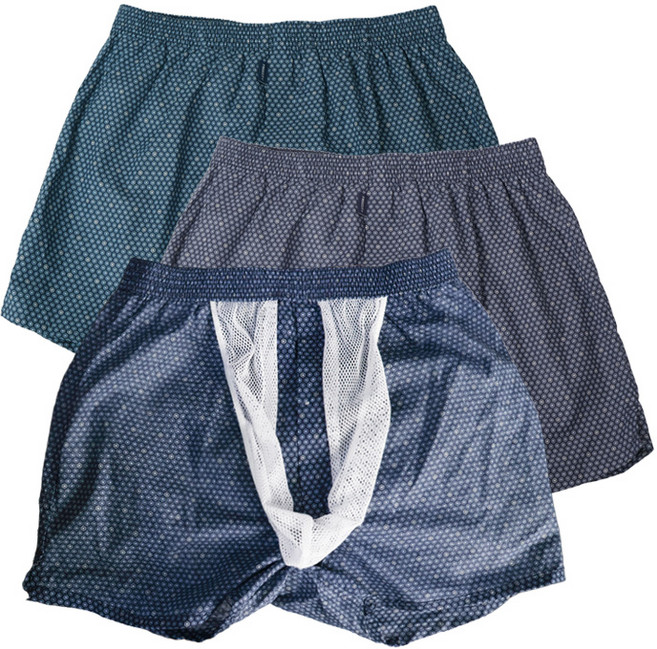 BYC 6013 순면 프리시티 더블망사 트렁크 사각팬티 3종 남성용