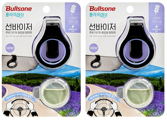 불스원 폴라프레쉬 선바이저 클립형 방향제 향기 자동차 차량용 썬바이저, 라벤더, 2개