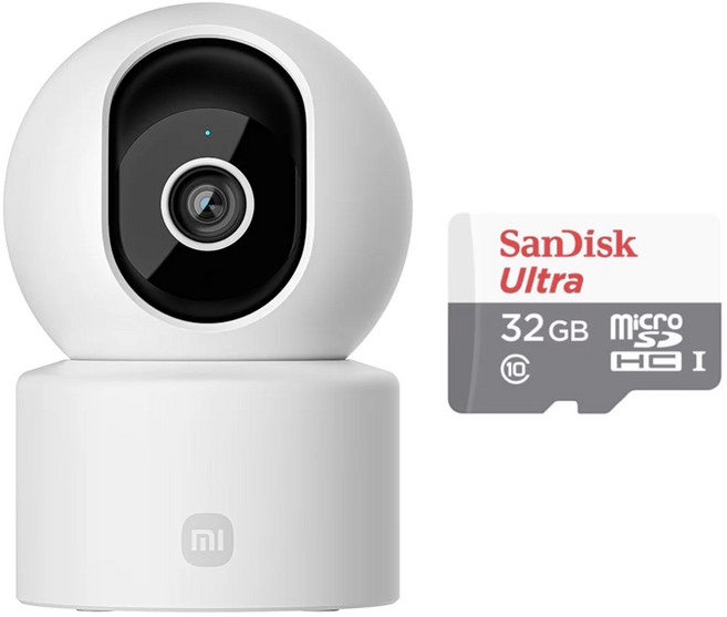 小米智慧攝影機 2K 超高畫質 360°全景監控, 1套, C302(台灣版)+32G記憶卡