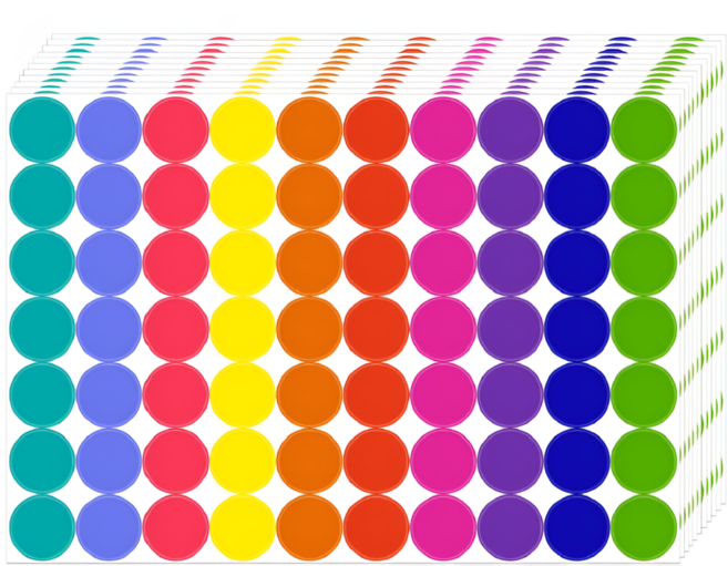 펴나나다 다용도 10종 컬러 원형 스티커 700pcs, 1세트, 혼합색상