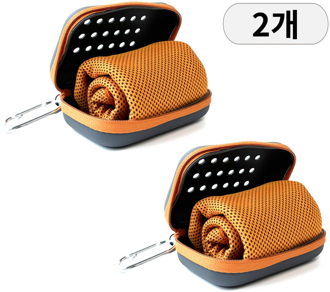 콜린바이블 스포츠 아이스 쿨타올 급냉 건식 수건, 2개, 오렌지