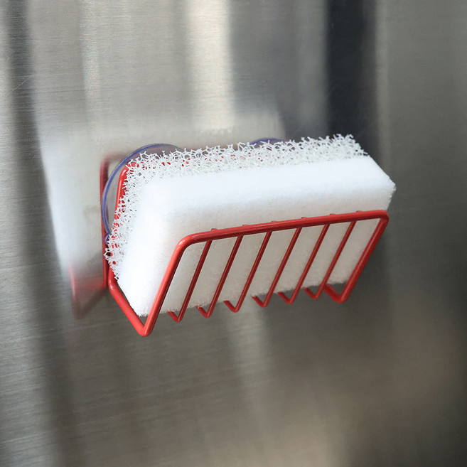 뉴앤룩 강력흡착식 수세미 거치대, 1개, 레드