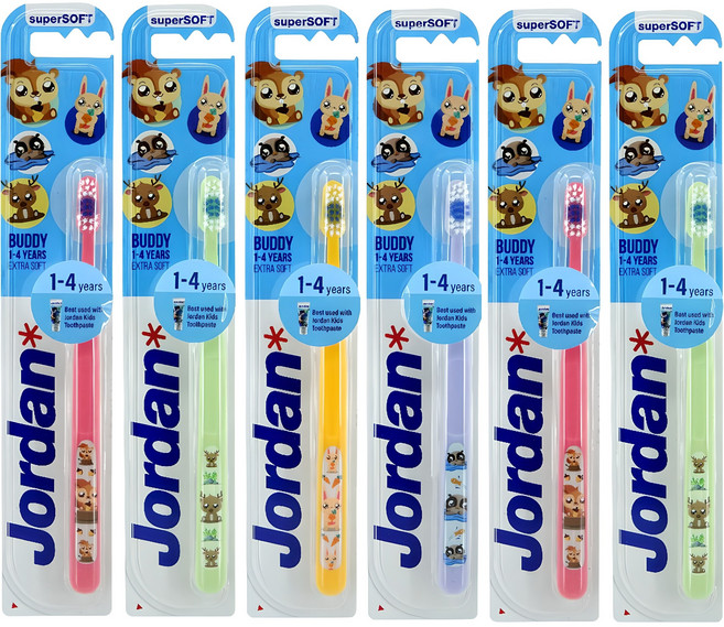 조르단 유아 칫솔 버디1, 혼합색상, 1개입, 6개
