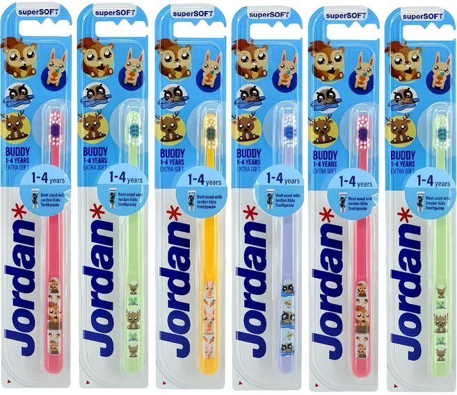 조르단 유아 칫솔 버디1, 혼합색상, 1개입, 6개 - 쿠팡