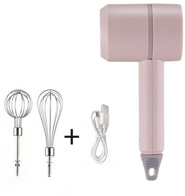 전기 식품 믹서 무선 휴대용 핸드 믹서기 고출력 반죽 계란 비터 베이킹 도구 단계 속도, 200139-pink