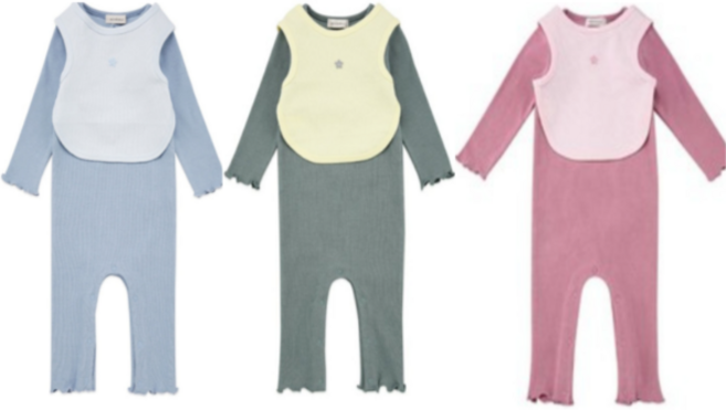 밍크뮤베이비 턱받이 마카롱 우주복 세트 누빔 신생아 아기 외출복 봄 가을 겨울 베스트