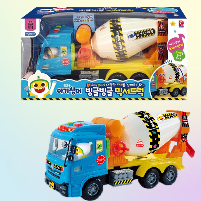 핑크퐁 아기상어 빙글빙글 믹서트럭 중장비 트럭 장난감 아기상어, 1개