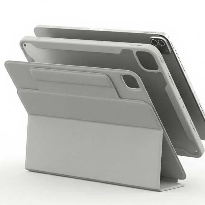 모키보 프리앵글 각도조절이 되는 아이패드 케이스 세로 거치대 커버 에어 미니 프로 호환 펜슬수납 마그네틱 - 플렉스, 라이트 그레이, 1개