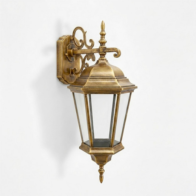 나눔조명 실외 벽등 LED 벽조명 야외 외부 방수 벽부등 외벽등 전기, 전기 투명 육각 클래식 벽등, 황동