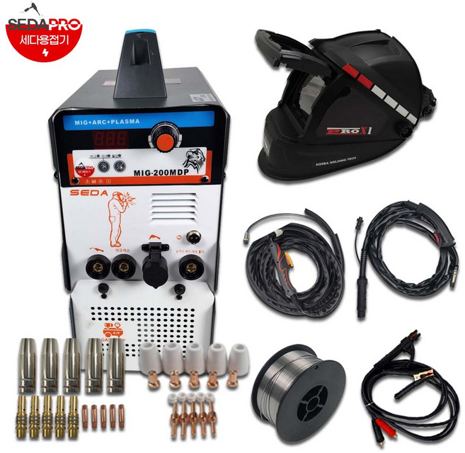 세다 논가스 아크 용접기 프라즈마 절단기 콤프내장형(분리형) 멀티 다기능 용접기, 1세트, MIG-200MDP COMP