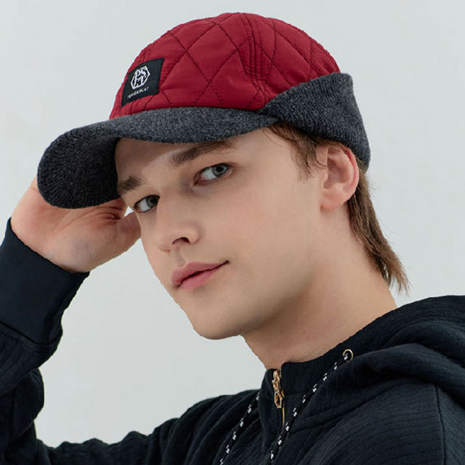 페르시안캣 이어플랩 방한 패치 4온스 패딩 골프 모자, 버건디, 1개