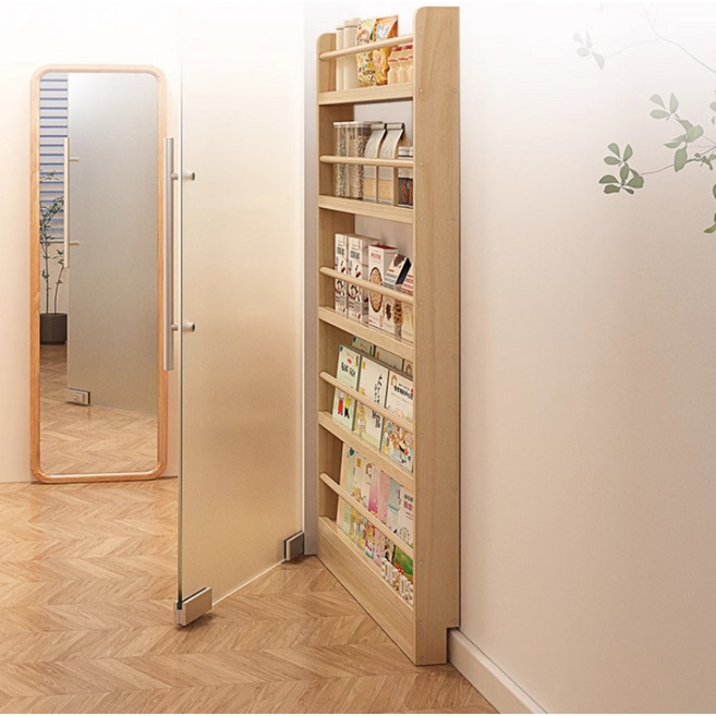 까꿍선반 문뒤 틈새 좁은벽 다용도선반 원목디자인, 3단, 50