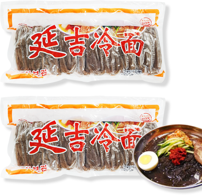 홍홍 중국식품 메밀 연길냉면 중국냉면 10인분냉면 연변, 2kg, 2개