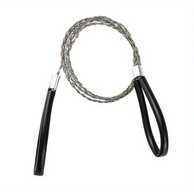 캠핑용고리장비다용도에어건 휴대용 스테인레스 철사 톱 손가락 손잡이 포켓 수동 체인 야외 캠핑 하이킹 생존용 1, Black, 1개