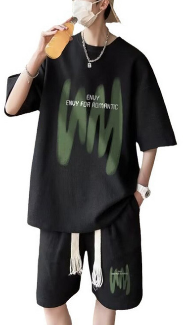 예스라인 M 와플 반팔 트레이닝복세트 여름츄리닝 반팔반바지 오버핏