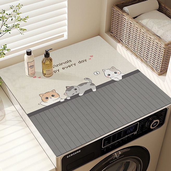 태쓰 세탁기 건조기 방수덮개 매트커버, 고양이
